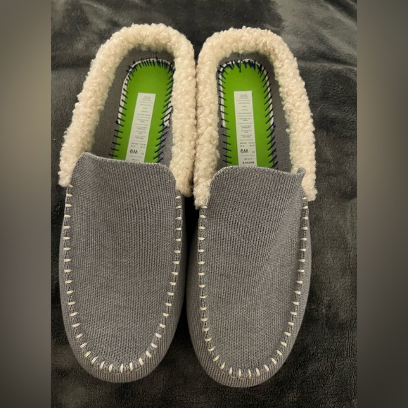Rothy's Gray Slip-On Sherpa-Lined Mules with Cream Trim, NWOT-No Box! Size 9. - Picture 4 of 16